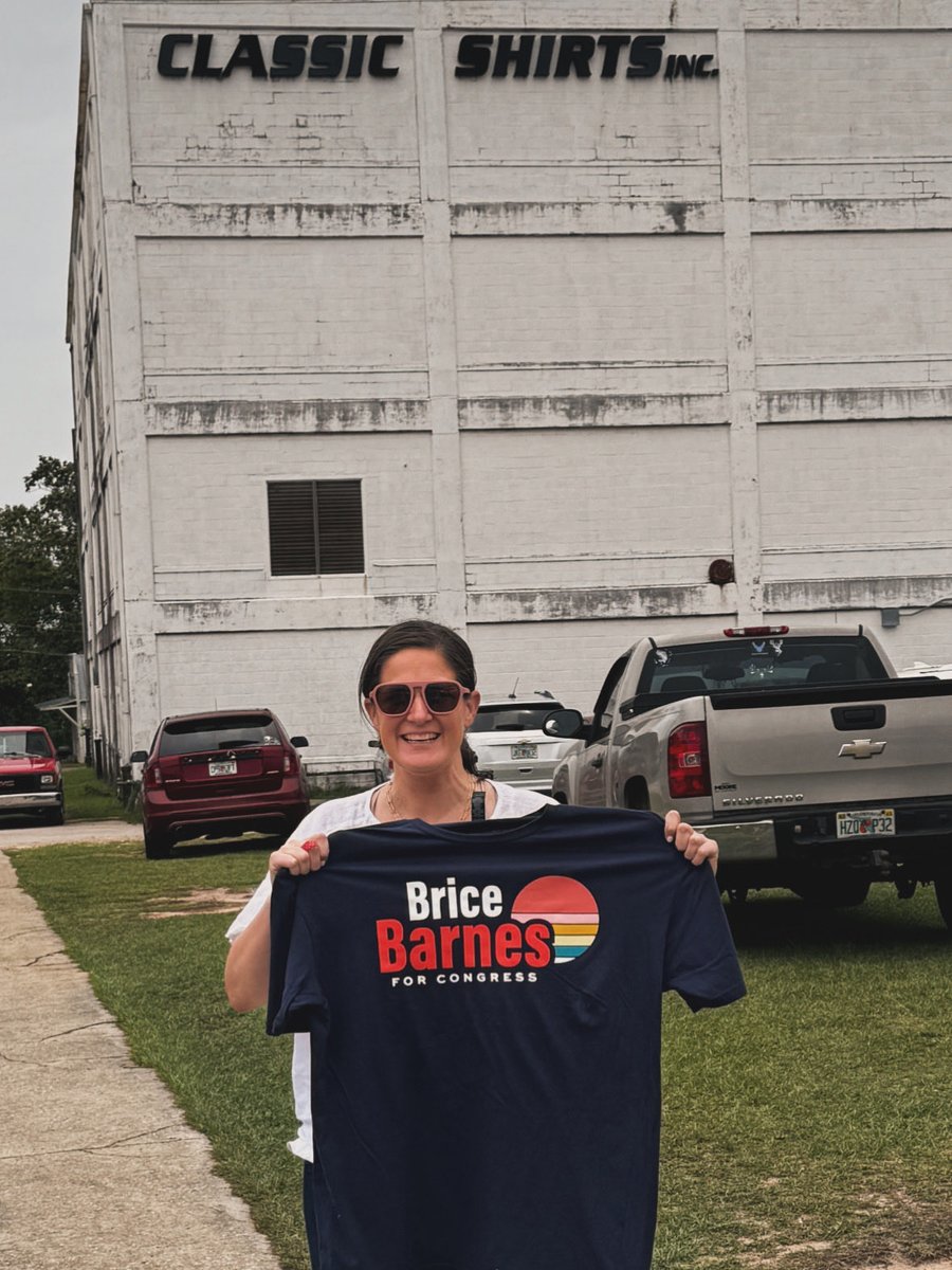BriceBarnes's tweet photo. The shirts are officially in! 👕

Picked them up today from Classic Shirts — the largest employer in Quincy — and loved getting the chance to tour their operation. Proud to support a local business that means so much to our community.

Huge thanks to the team at Classic Shirts for the incredible work and hospitality! 

Use the link in bio to get a shirt or email joshua@bricebarnes.com 

#SupportLocal #QuincyFL #CommunityStrong