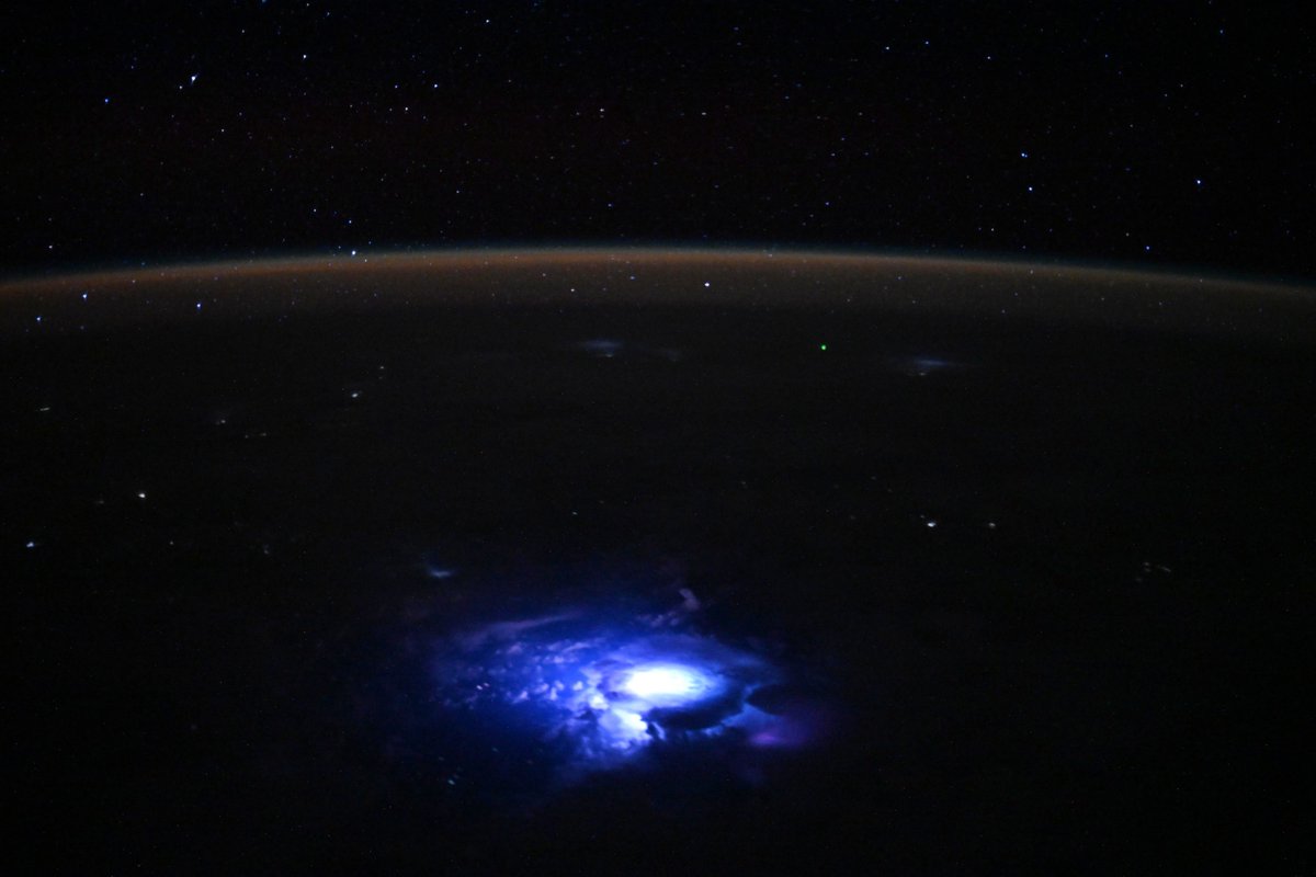 Toward the end of a recent nighttime timelapse from a <a href="/SpaceX/">SpaceX</a> Dragon window, I caught this impressive lightning flash. I was astounded by the size and intensity of this monster thundercloud. The things we witness from our vantage point on the <a href="/Space_Station/">International Space Station</a> never cease to amaze