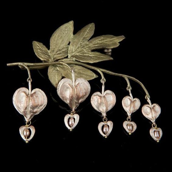 Bleeding heart brooch by michael michaud