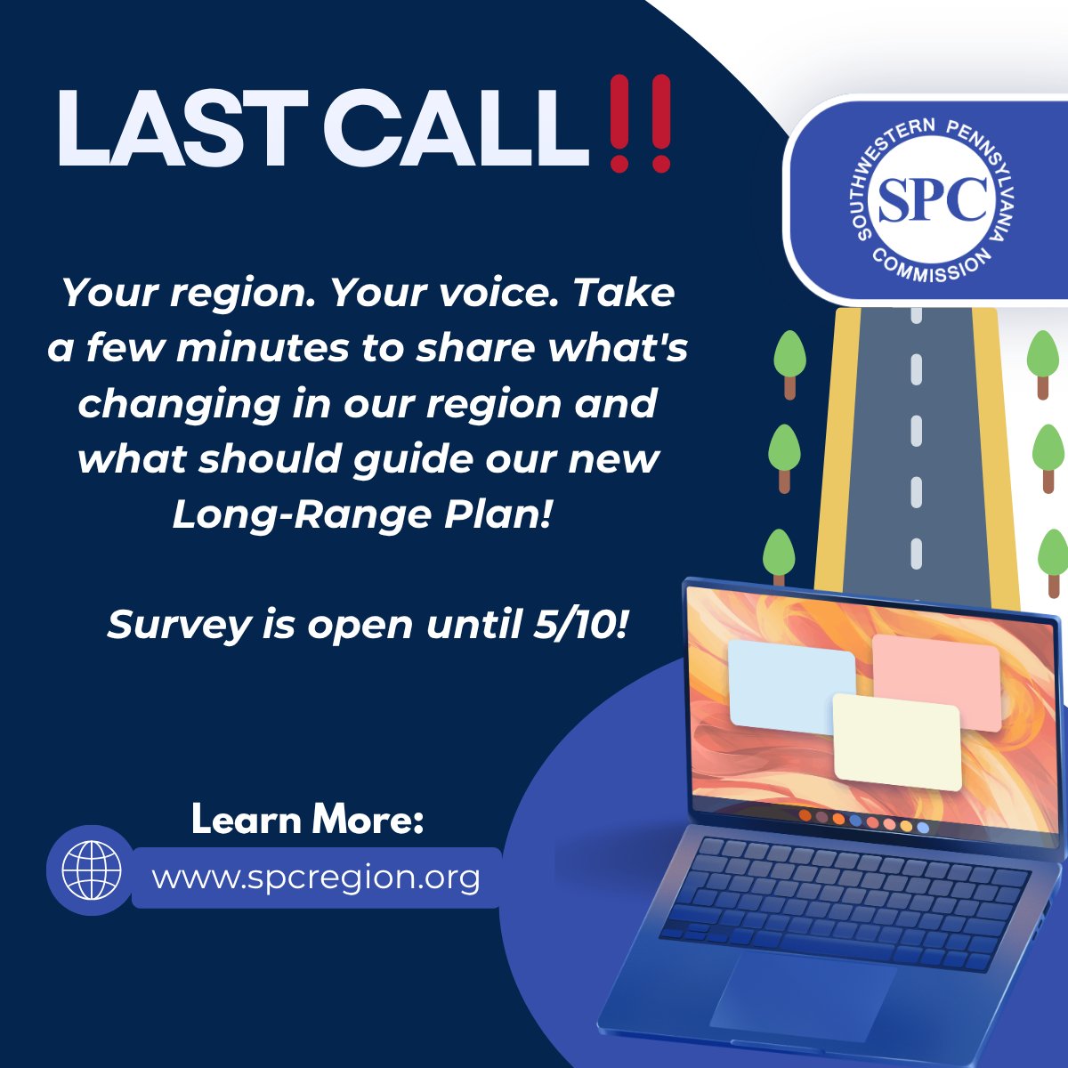 spcregion's tweet photo. ⏰Last chance to make your voice heard! 

The information we've received so far has been invaluable, and we don't want to finalize this without hearing from as many people as possible! 

🖥️ Take a few minutes to share your input before 5/10: https://t.co/yRxhMomoFN https://t.co/8S1g2sj3WO