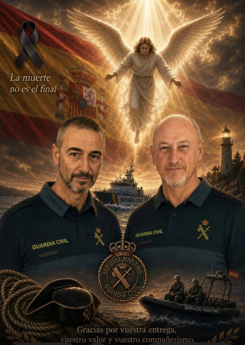 DeArtilleros's tweet photo. Desde la Asociación De Veteranos Artilleros Españoles - AVAE, lamentamos profundamente el fallecimiento en acto de servicio de los dos agentes del Servicio Marítimo de la Guardia Civil de Huelva.

Sirvan esta líneas para enviar nuestro más sincero pésame a familiares, amigos. https://t.co/NwkoZUCuCw