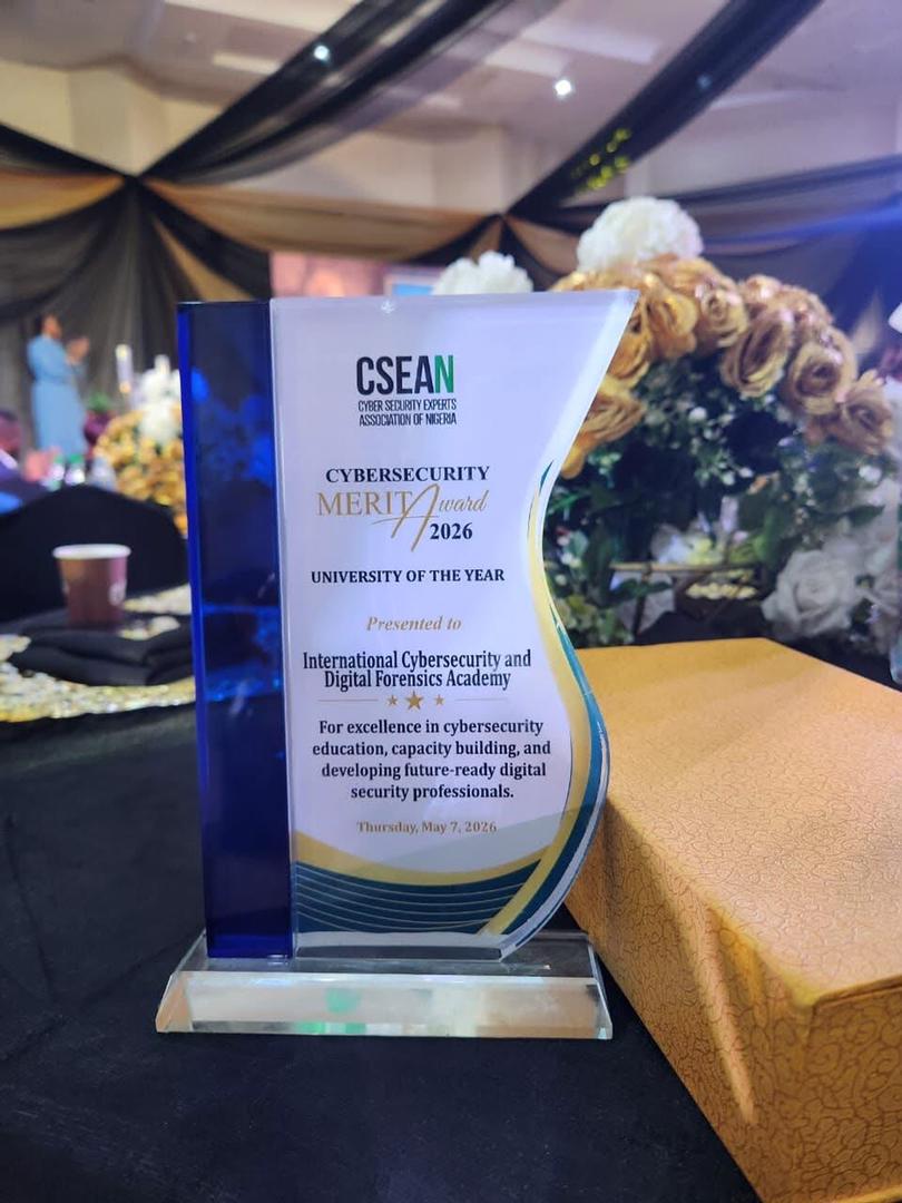 IcdfaAmbassador's tweet photo. The ICDFA Ambassadors Corps proudly celebrates the International Cybersecurity and Digital Forensics Academy (ICDFA) on receiving the Cybersecurity Merit Award 2026, "University of the Year" presented by the Cyber Security Experts Association of Nigeria (CSEAN). https://t.co/DUxztAqjUL