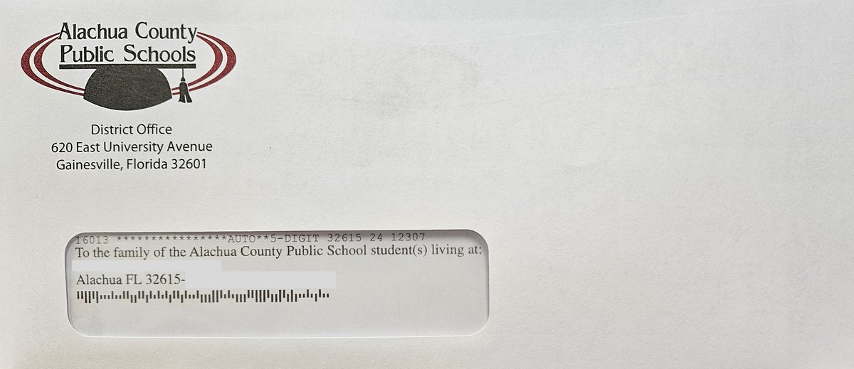 AlachuaSchools's tweet photo. The district encourages all families to be on the lookout for personalized letters coming home in the mail with important information about new school zones for the 2026-27 school year. https://t.co/a4gVlnMoqg