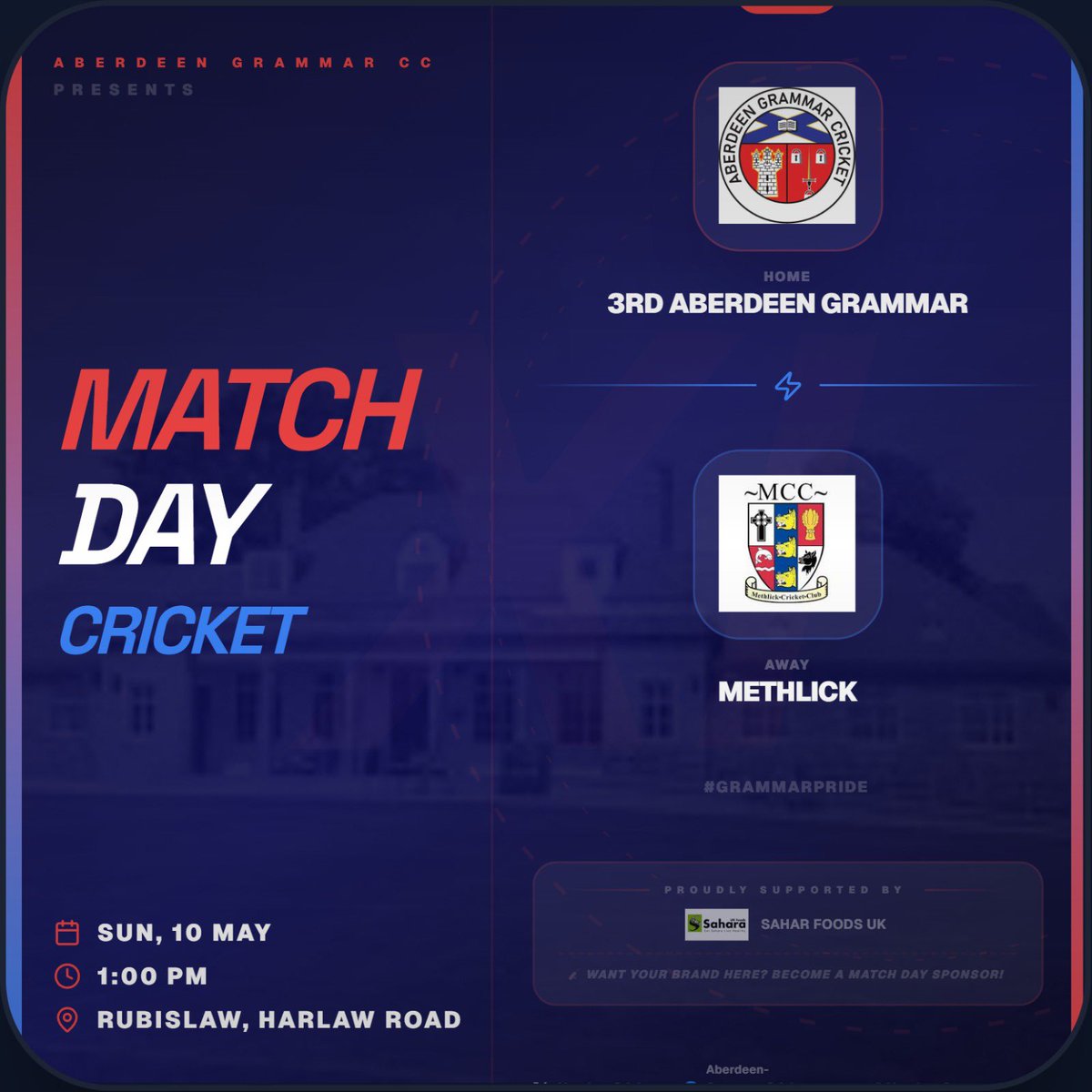 GrammarCricket's tweet photo. 🏏 Big weekend ahead for Aberdeen Grammar CC!

Saturday:
1st XI vs Crescent - Dunecht
📍 Rubislaw | ⏰ 1pm

2nd XI vs 2nd Huntly
📍 Huntly | ⏰ 1pm

Sunday:
3rd XI vs Methlick CC
📍 Rubislaw | ⏰ 1pm

Good luck to all 3 teams 💙🤍

#AberdeenGrammar #MatchDay #Cricket https://t.co/wPa2hEbEa1