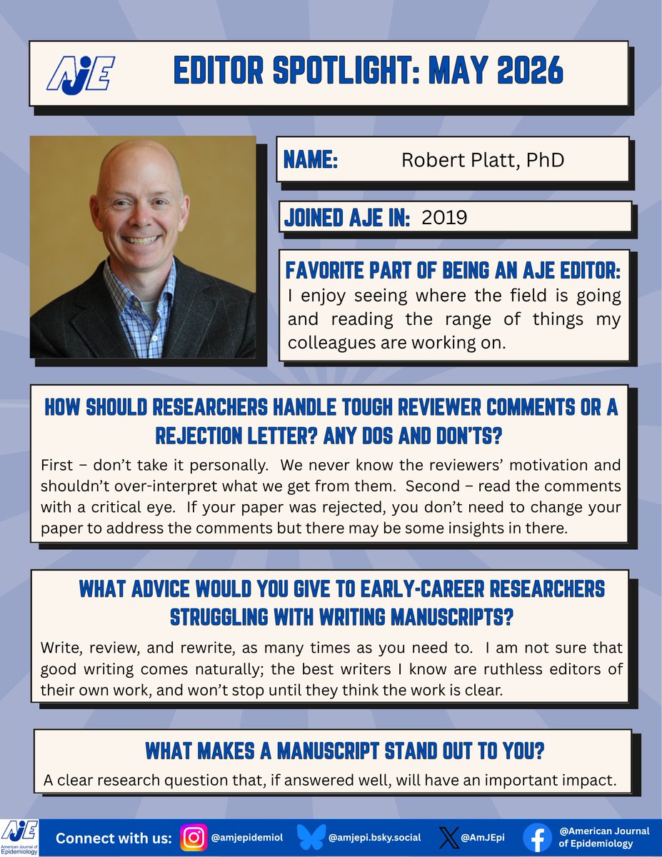 AmJEpi's tweet photo. A manuscript really shines when the study question is clear 🔎✨ and the answer can make a meaningful impact! 👩‍🔬💡🌟– A great tip by our editor of the month, Robert Platt! https://t.co/vhvDzGwb82
