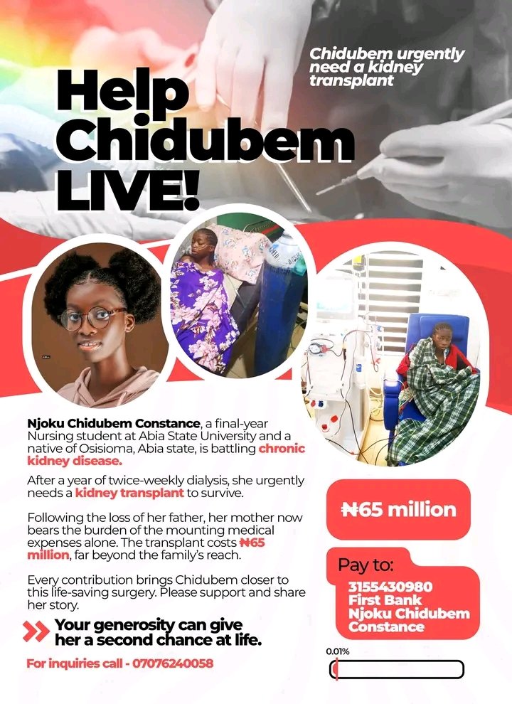 ofofon_notbaby's tweet photo. This is a cry for help!!!!!!!!!
A young girl in her 20s needs an urgent kidney transplant to save her life. Please Nigerians let’s support in anyway we can😫😫😫😭😭😭😭

#helpchidubemlive
#prounitate018
@Wizarab10 @the_beardedsina @aproko_doctor @davido @DONJAZZY https://t.co/VzW7Qpic8G