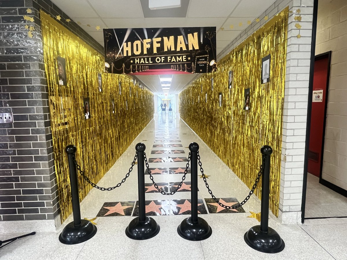 HoffmanMS_AISD's tweet photo. Rating our Teacher Appreciation Week:
                ⭐⭐⭐⭐⭐

The *Hoffman Hallway of Fame* was overflowing with greatness! So thankful for the incredible educators who lead the way every single day. 🍎💻
#HoffmanHallOfFame #BestTeachersEver #TeacherAppreciationWeek https://t.co/GKQgQbOLEq