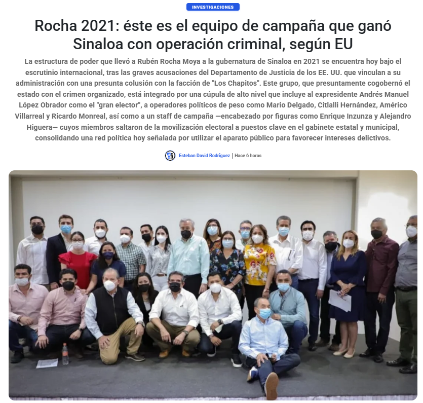 🚨EU pone bajo la lupa al círculo que llevó a Rocha Moya al poder en 2021. Operadores políticos, exfuncionarios y figuras de Morena aparecen en el entramado señalado por presunta colusión con “Los Chapitos”.

emeequis.com/investigacione…