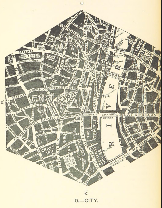 TeatherEdward's tweet photo. I've just discovered this apparently entirely serious proposal from 1895 that suggests the best way to organise local government in London is to make 19 hexagonal boroughs and I am obsessed https://t.co/VqJqEjAwvJ