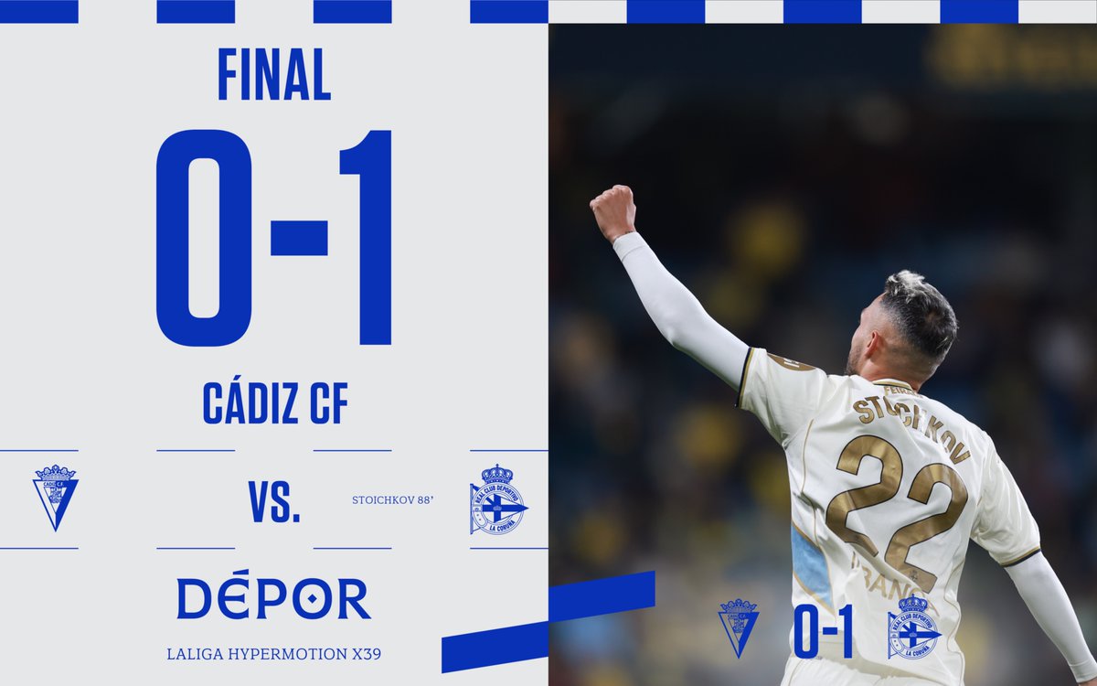 Fiiiiiinaaaaaal en Cádiz!

⏱️ 90+4’ | 0️⃣ - 1️⃣ |

#CádizDépor #LaLigaHypermotion