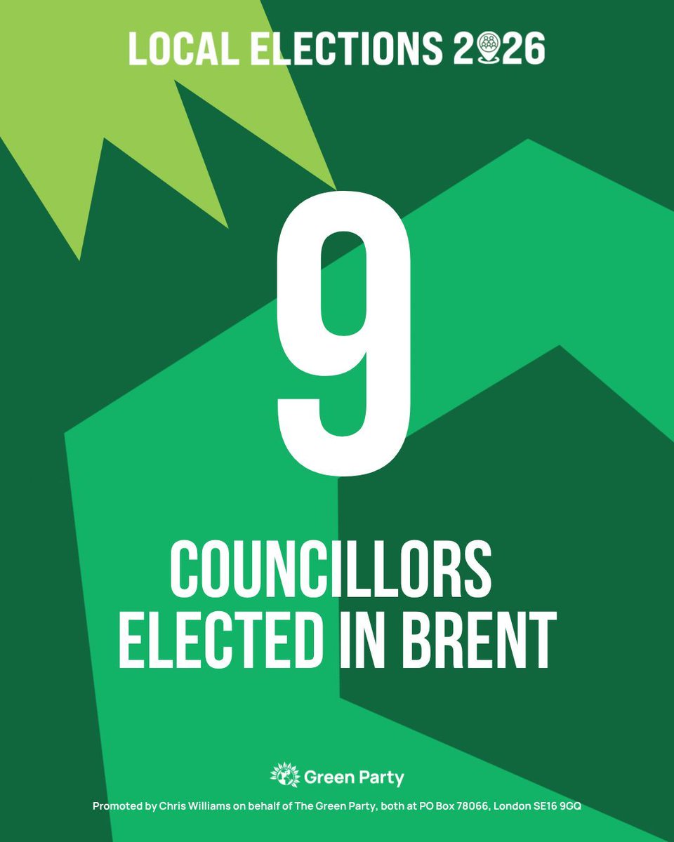 TheGreenParty's tweet photo. Big wins in Brent! 🎉

The first 9 Greens elected to the council. 💚 https://t.co/NovshlKAwx