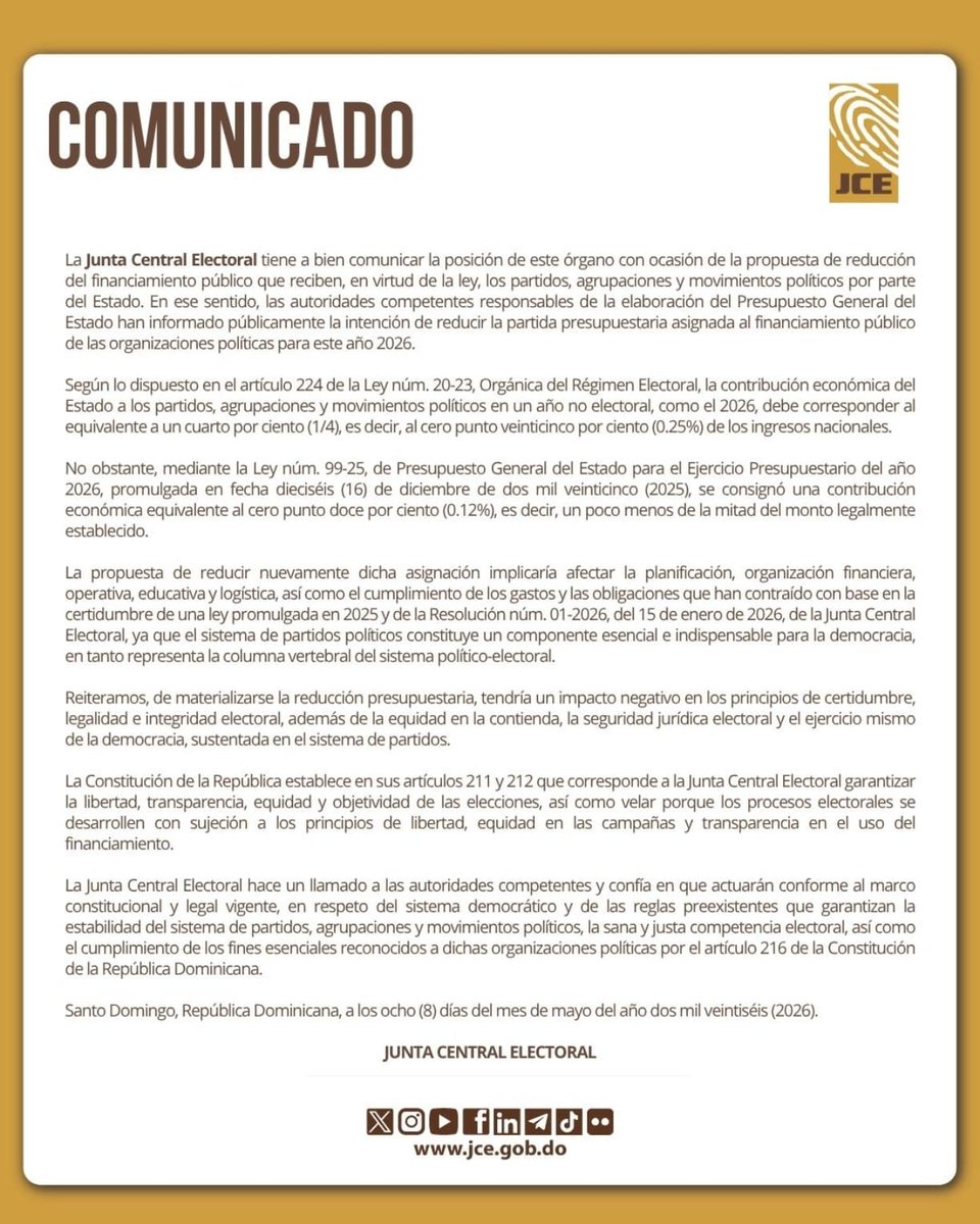 Medrano37's tweet photo. Contundente respuesta de la JCE a pretendido atentado del gobierno contra la integridad electoral, seguridad jurídica y la democracia. https://t.co/fdyqNYx8Nf