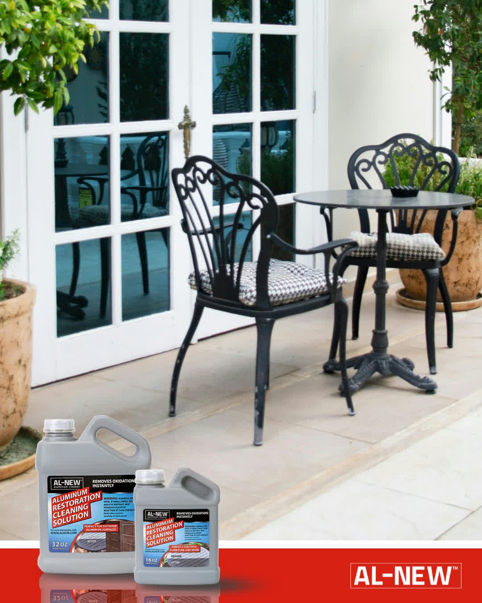 ALNEW_Cleaner's tweet photo. Say goodbye to faded finishes. The AL-NEW Aluminum Restoration Cleaning Solution revives patio furniture, stainless steel, and household metals in seconds. Just wipe and watch it shine! ✨ #alnew #restorewithalnew #metalrefresh

https://t.co/GxZCMqVISC https://t.co/zTsfu6dxny