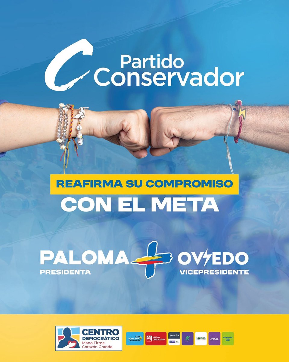 TdiColombia's tweet photo. El Partido Conservador Colombiano reafirma su compromiso con el Meta y con cada ciudadano que sueña con una Colombia más segura, con oportunidades y liderazgo firme. Nuestro objetivo es claro: trabajar unidos para tener a la primera mujer presidenta de Colombia, Paloma Valencia. https://t.co/VEZ3IbYBnC