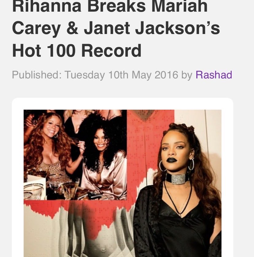 in her 20s, rihanna was literally breaking the records of michael jackson, the beatles, madonna, mariah carey etc.

stop comparing &amp; disrespecting the pop star of our generation with people we have to google