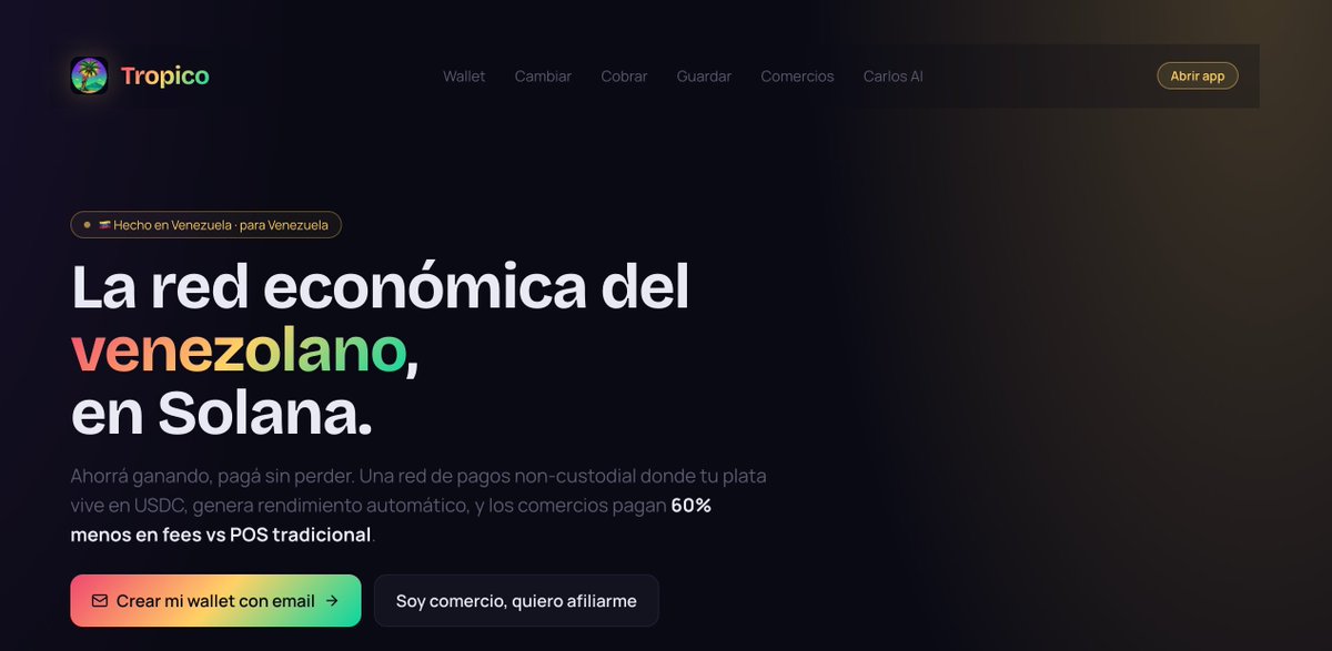 raor_00's tweet photo. Tenemos ya un MVP de Trópico. Wallet venezolana en Solana 
 @SolanaVenezuela @solana @dev3pack @vercel @ElevenLabs @ciudadelad_ve https://t.co/fevHKI8kGs
