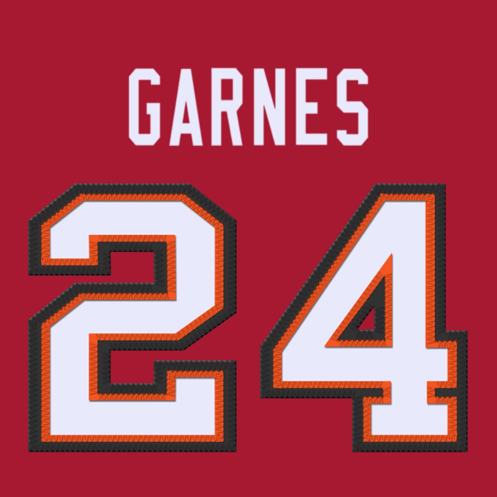 nfl_jersey_num's tweet photo. Tampa Bay Buccaneers DB Ayden Garnes (@AydenGarnes1) is wearing number 24. Last assigned to Sebastian Castro. #WeAreTheKrewe https://t.co/vapbbjoZXn