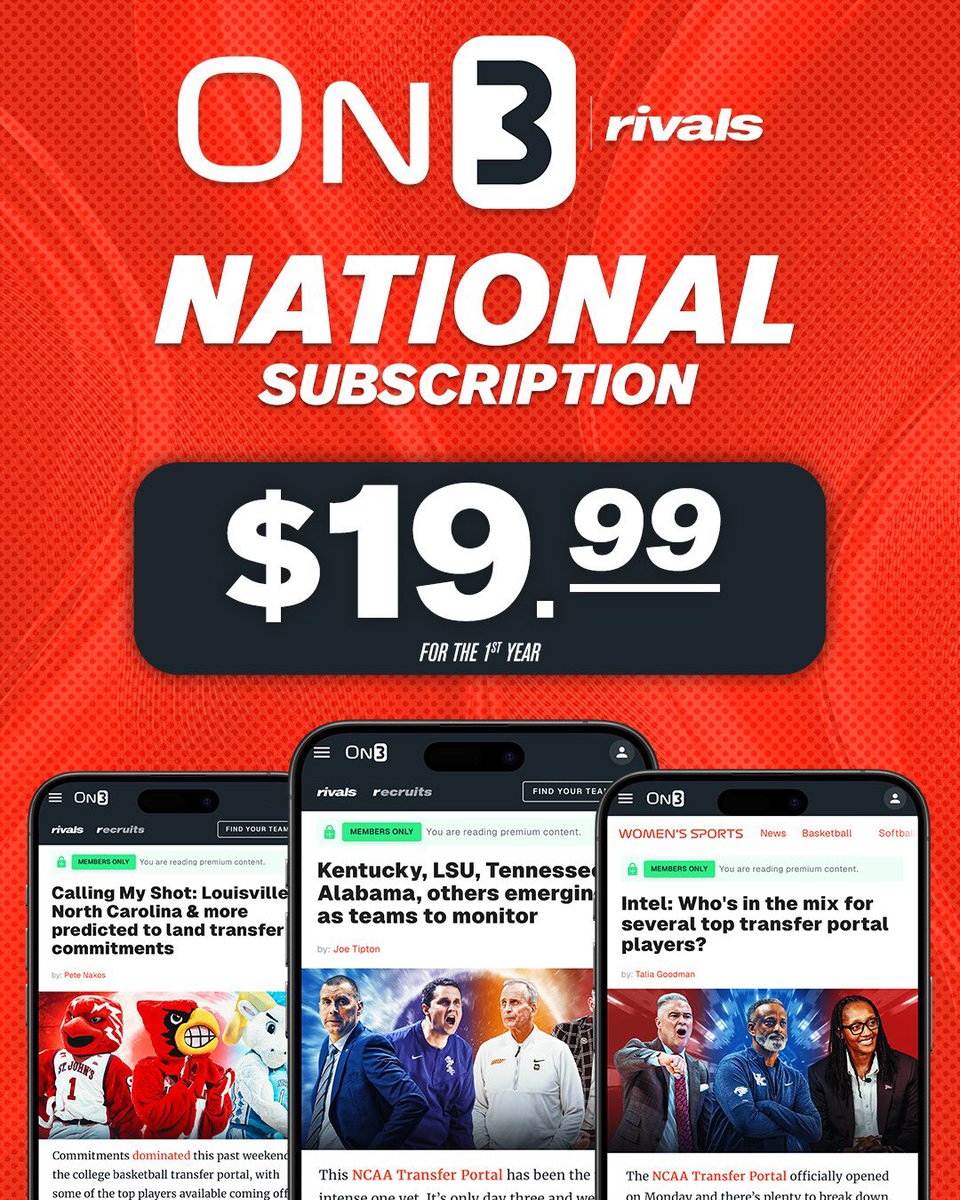 JoeTipton's tweet photo. Stay on top of all recruiting buzz and predictions, transfer portal intel, NIL insight, and much more with an On3 | Rivals subscription: https://t.co/U4syHrFqlk https://t.co/SKlMrH90cl