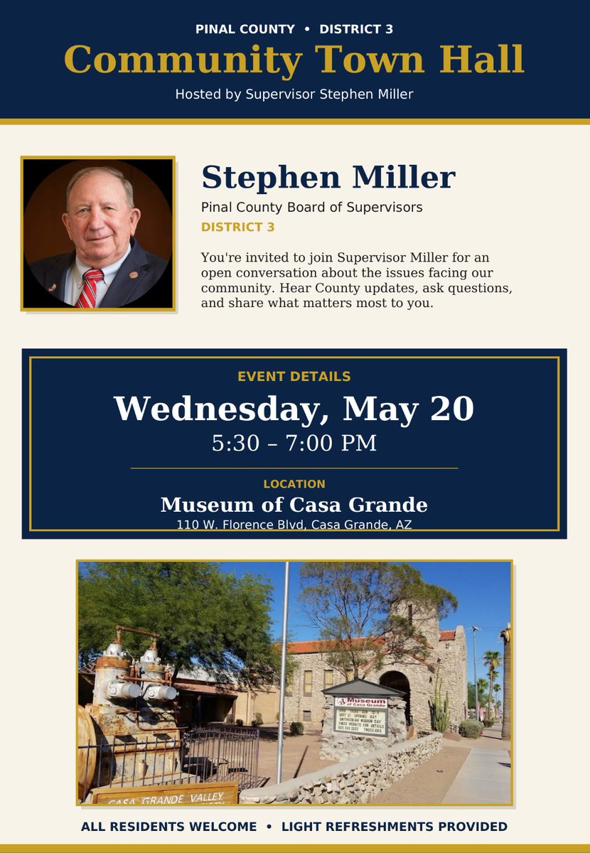 RossTeeple's tweet photo. Two upcoming Non-partisan events coming up that I wanted to let you know about May 20th Casa Grande, May 28th City of Maricopa.  More information in the flyers attached @Metallica https://t.co/PN3DB2e6Gt