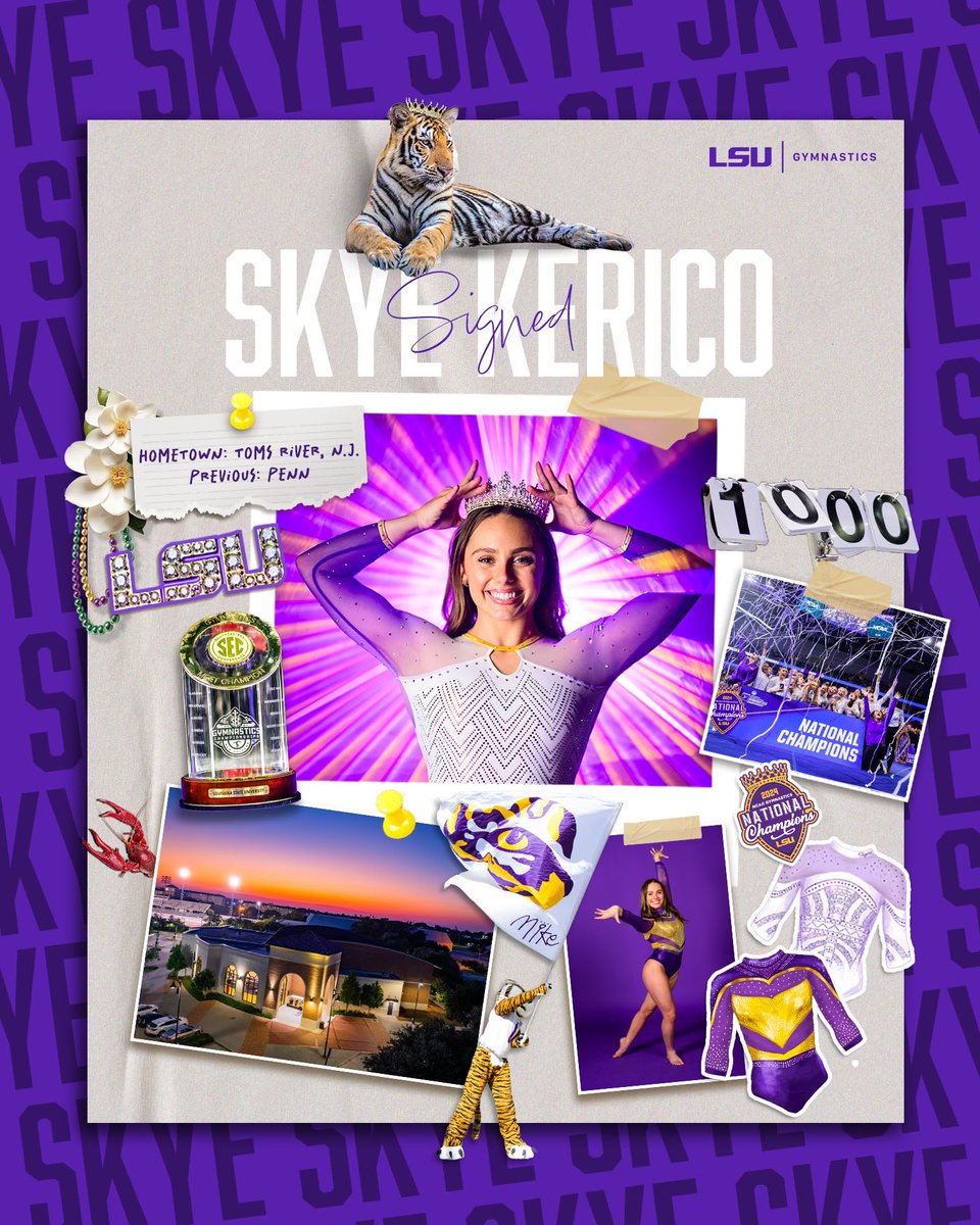 LSUgym's tweet photo. Skyelar Kerico is ReBooting to the Boot 🐅

The senior transfer is a two-time GEC Gymnast of the Year, First-Team All-Ivy league and AlI-GEC member, &amp; NCAA individual qualifier!

#GeauxTigers | #ReBoot https://t.co/YoDXdFenRc