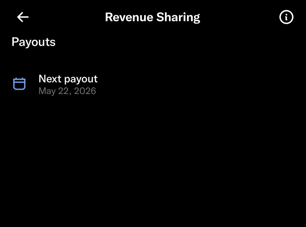 Guys should I be concerned???

My 𝕏 payout was supposed to be today, it said next payout was May 8, 2026, and now I just see this.

It doesn’t say I got paid nor that I was below the minimum earnings.

Is it normal for it to take longer than this?