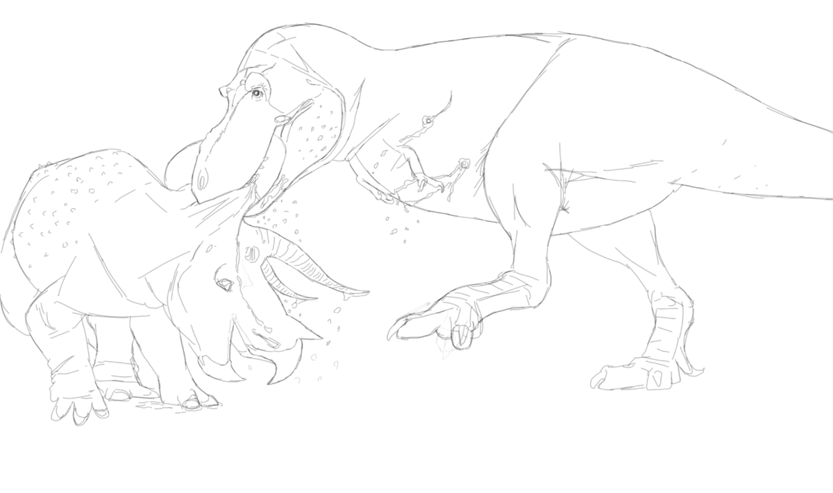 junius_anax's tweet photo. #Tyrannosaurus #Rex #Trex #Triceratops #dinosaurs #HellCreek #Paleoart Two titans of the Maastrichtian fight https://t.co/lnpaMIuvPV