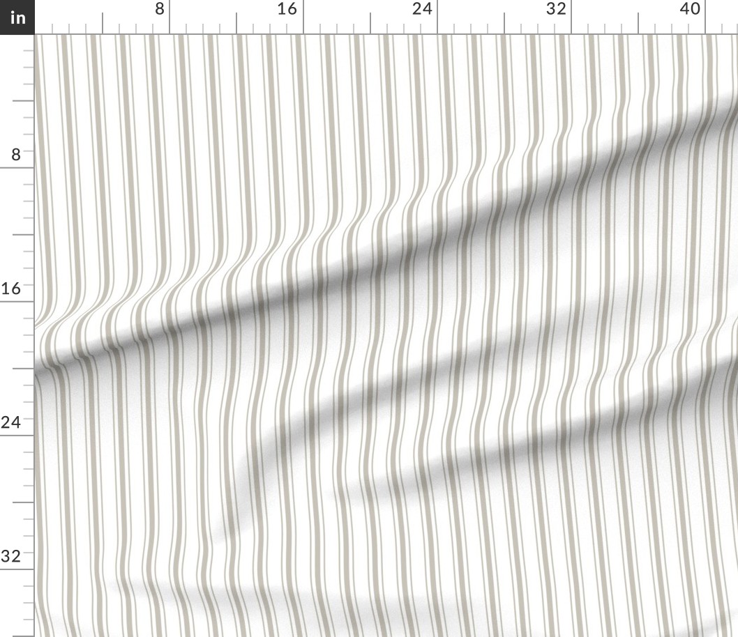 PaperandFrill's tweet photo. Small Beige on White French Provincial Mattress Ticking Fabric

Narrower stitched and woven straight vertical lines of one thin beige stripe either side of a wider stripe in beige on white are seen in French provin...

#sewingproject #fabricart #surfacepattern

🔗 Link in bio to shop!