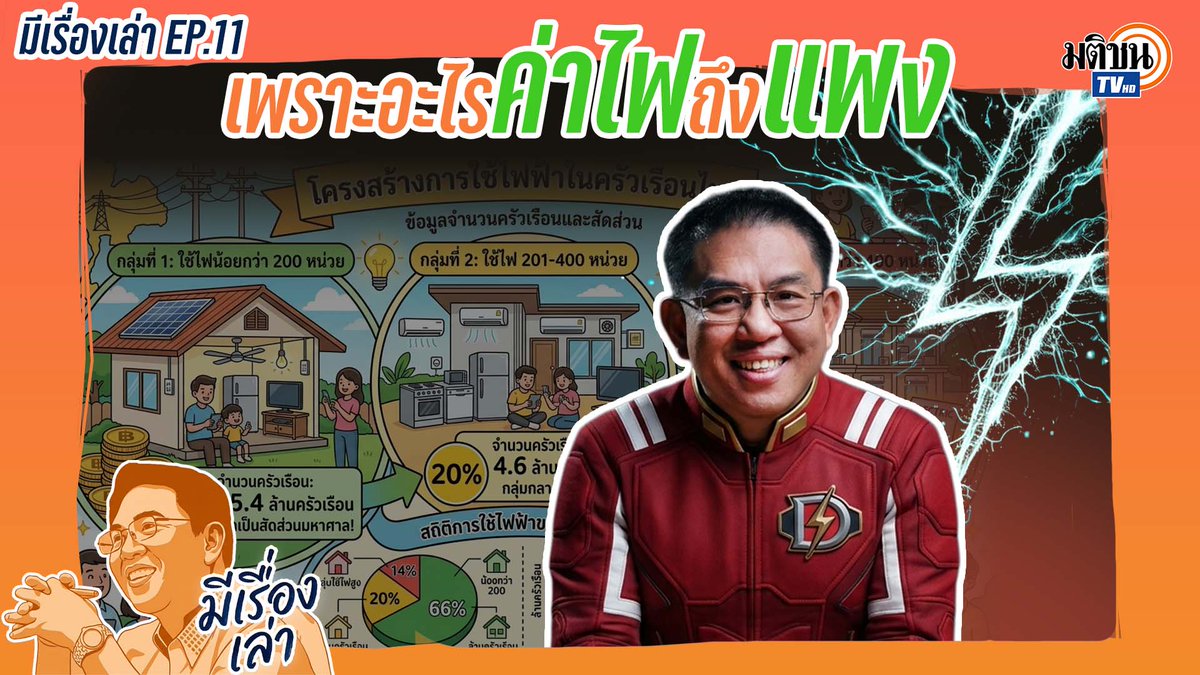 Podcast มีเรื่องเล่าใน EP นี้ ผมเอาเรื่อง โครงสร้างค่าไฟ มาเล่าให้ฟังแบบครบถ้วนสุดๆ ละเอียดสุดๆ เพื่อจะได้เข้าใจว่า ค่าไฟที่ว่าแพง มันมีค่าอะไรต่อมิอะไรซุกซ่อนอยู่ในนั้นบ้าง

📣ติดตามรับชมได้เลยนะครับที่ youtu.be/QOAvUWO_fPY?si…