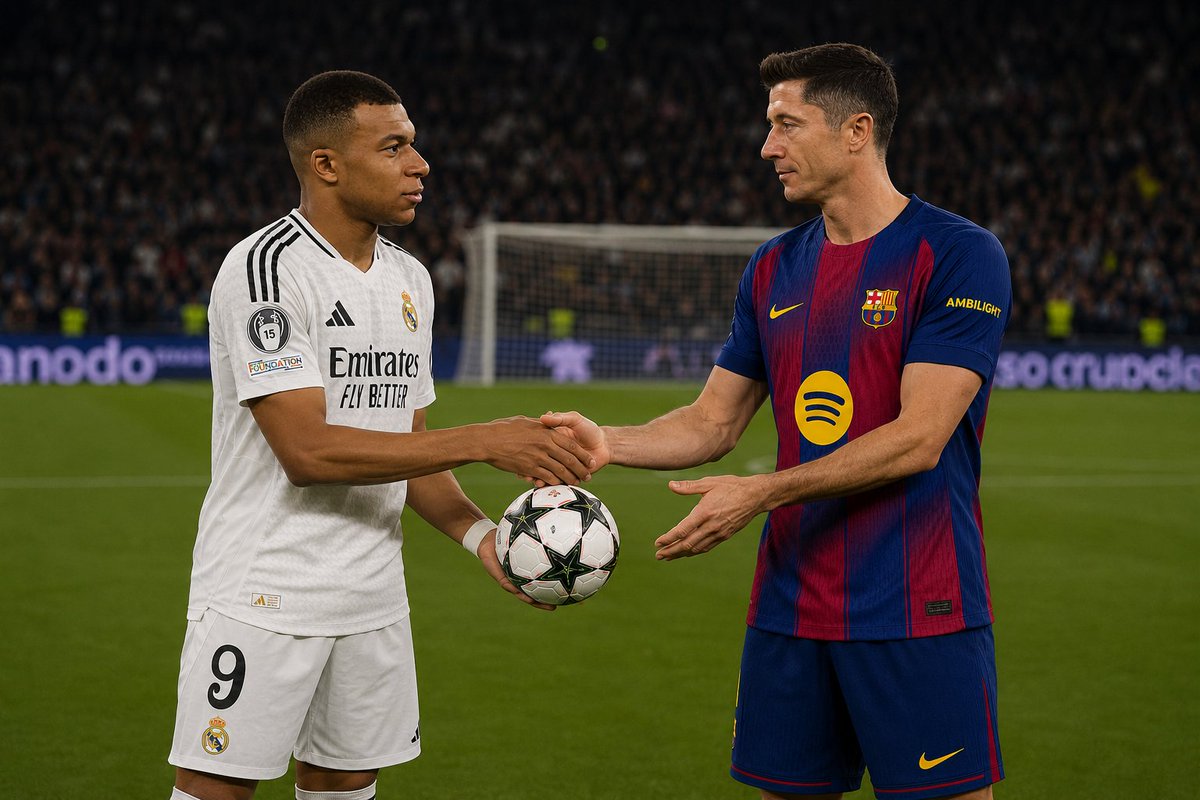 Tava imaginando aqui:

Barcelona e Real Madrid estão empatando o jogo por 0x0, pressão absurda do Barcelona pra marcar o 1x0.

Num escanteio aos 88', a bola sobra na entrada da área pro Mbappé, que tem o campo praticamente livre pra correr até o gol do Barcelona.

De repente, o