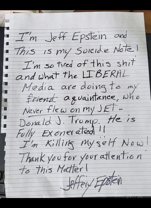 REMEMBER: Jeffrey Epstein killed himself. He had zero accomplices.

If you believe otherwise, you are a LIBTARD.