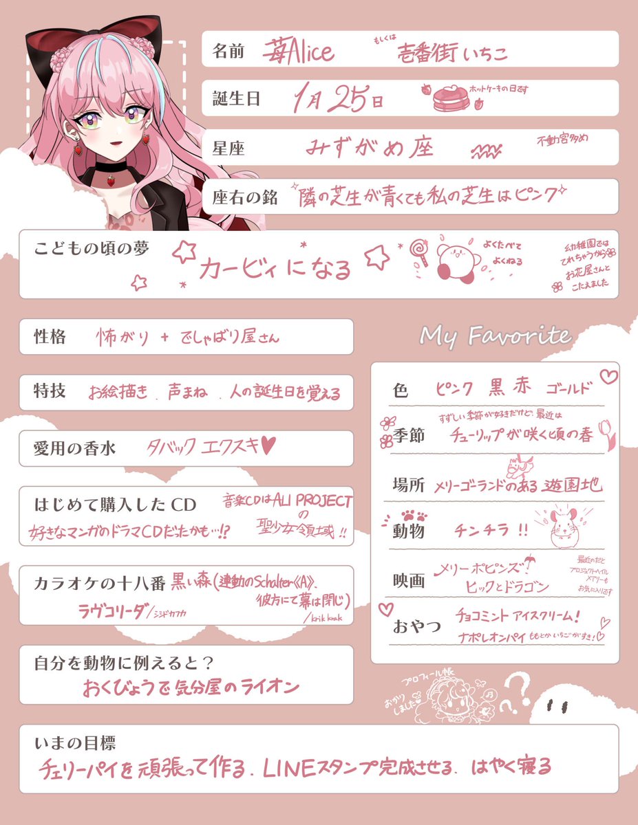 浮森かや子 さまのプロフィール帳、あたいちゃんも書かせていただき