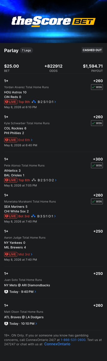 betsjammedup's tweet photo. @Up1A1 @JBookie22 Now you’re speaking my language haha had to cashout, I figured judge was getting walked or lit up https://t.co/yFwMUVKkK0