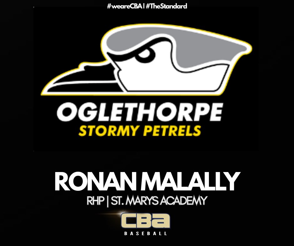 CBABaseballUSA's tweet photo. Congratulations Ronan Malally | 2026 RHP St. Mary’s Academy | committed to Oglethorpe University 

#weareCBA | #TheStandard https://t.co/EXWOwKBn1G