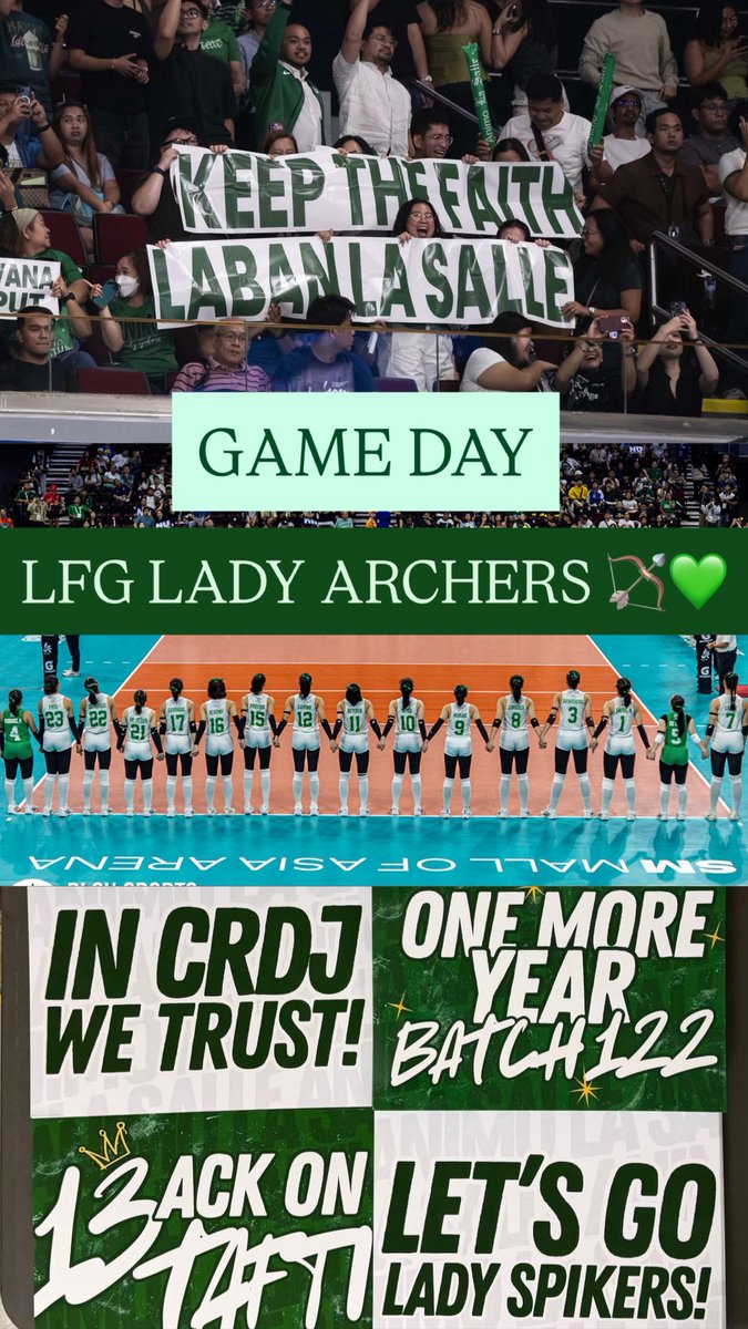 Let's all support our girls, as they claim the crown back to Taft. Awa na lang wag na mag game 3, super hirap ng tickets 😭

LFG LADY ARCHERS, let's get that 13th win back to Taft.

Ribbons, and some chocolates will be distributed later in Coral lobby from 3PM to 3:40PM

CTTO
