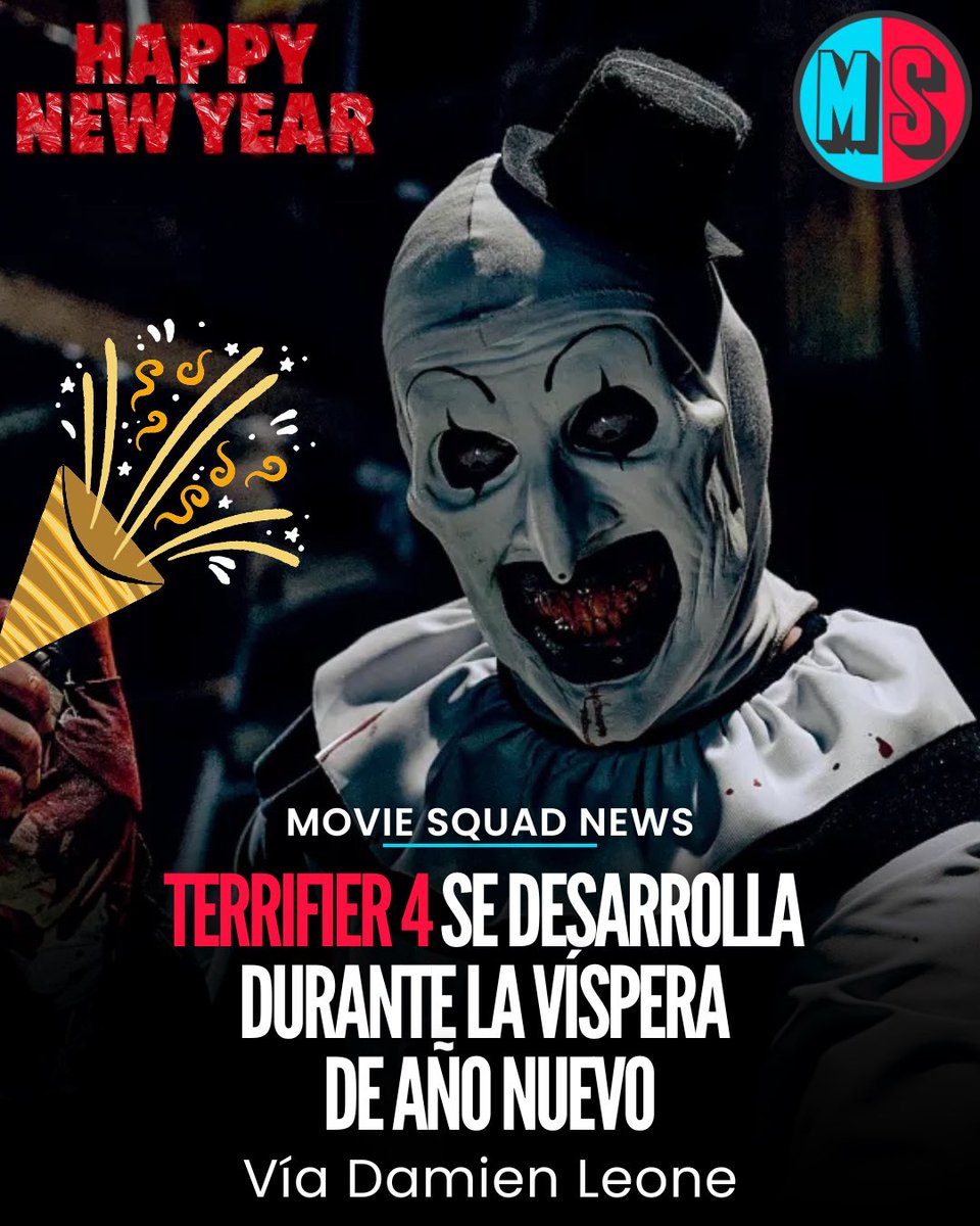 Damien Leone confirmó en sus redes que #Terrifier4 sucede durante víspera de año nuevo. 🎬

Terrifier 3 ocurre en Navidades, todo parece indicar que veremos a Art the Clown celebrar un sangriento Año Nuevo. 

¿Qué te parece?