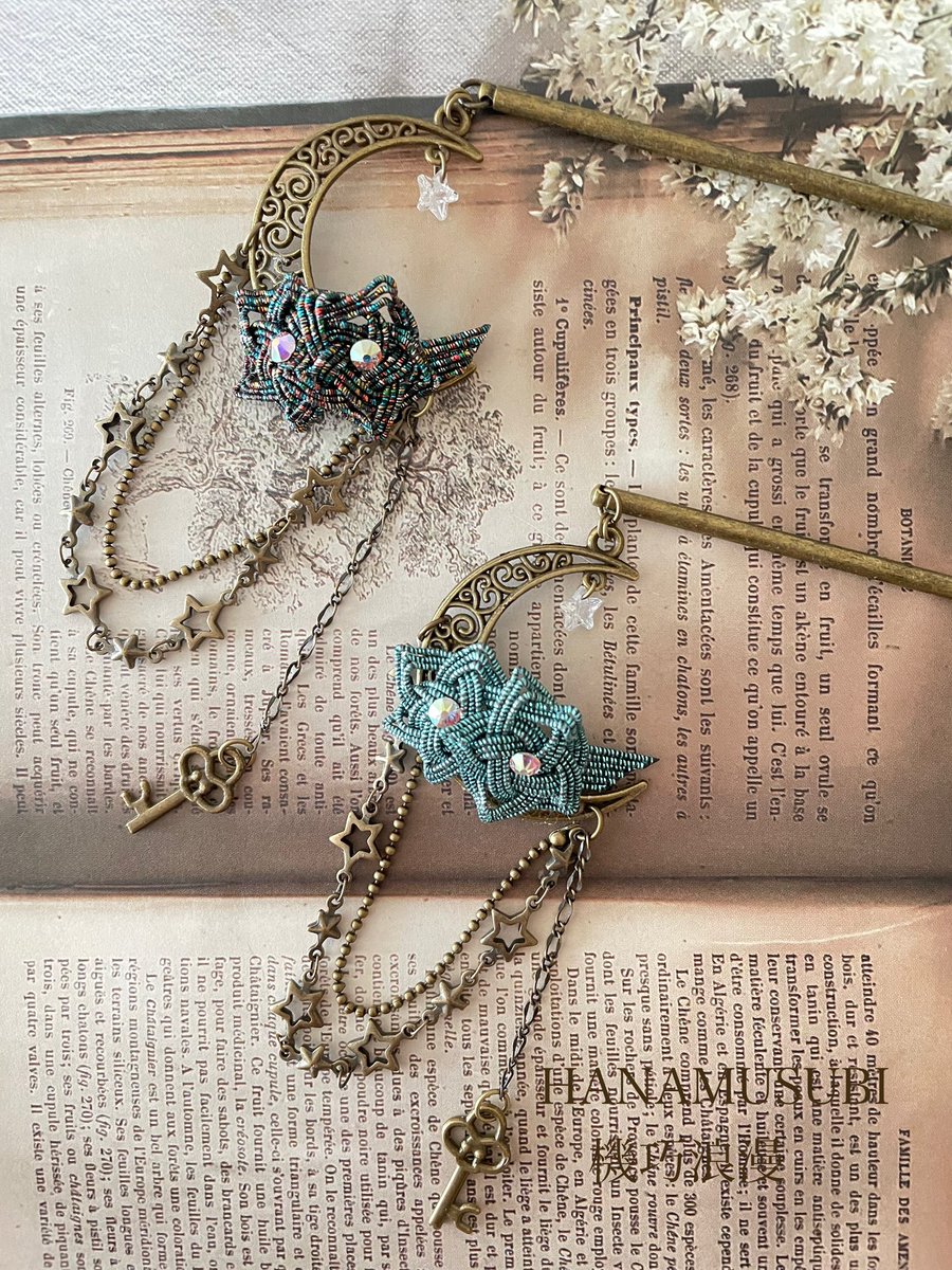 デザフェスお品書き 和風スチームパンクのかんざし🌙🔑 三日月が照らす