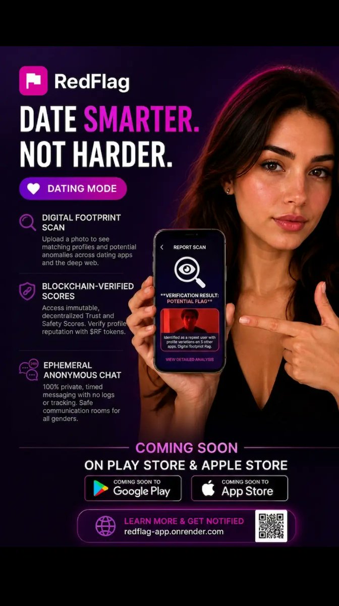 franff546758's tweet photo. "Hey everyone! I just wanted to invite you to join the RedFlag community. It's a safe space where we share tips, advice, and support for safer dating experiences. Whether you're just curious or you're already using the app, come join us and help build a safer community together!" https://t.co/URTCDyFBZ5