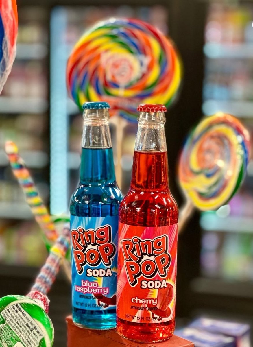 RocketFizz's tweet photo. Fun Fact Friday: The Ring Pop was invented in 1979 by a dad looking for a less messy candy option for kids. Now Rocket Fizz bottled the sweet nostalgia into a soda! 🚀

#rocket #ringpop #funfacts #trivia #candy

*product availability varies by franchise* https://t.co/rmjCVGaT2V