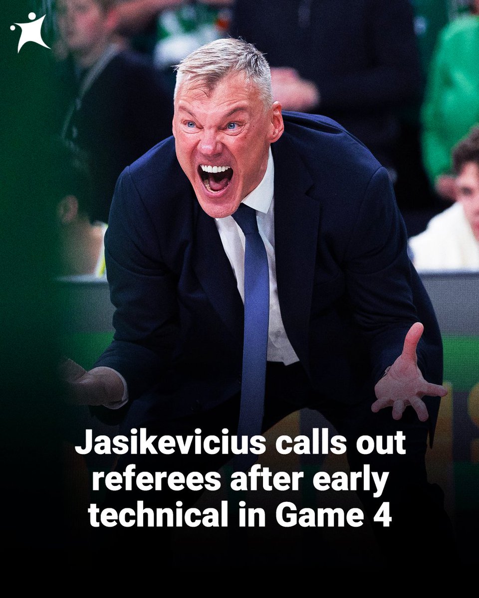 Sarunas Jasikevicius questioned refereeing after receiving an early technical foul in Game 4 🗣️

Despite the controversy, Fenerbahce secured their place in the EuroLeague Final Four: basketne.ws/4wkQc6W