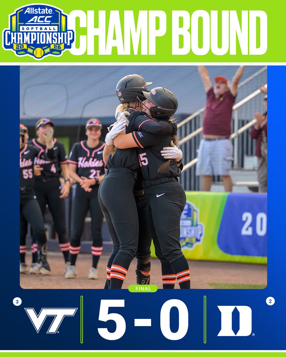 theACC's tweet photo. HOKIES TO THE ‘SHIP 🗣️

@HokiesSoftball advances to the ACC Championship Game for the first time since 2012. https://t.co/2zVkTDUjDa
