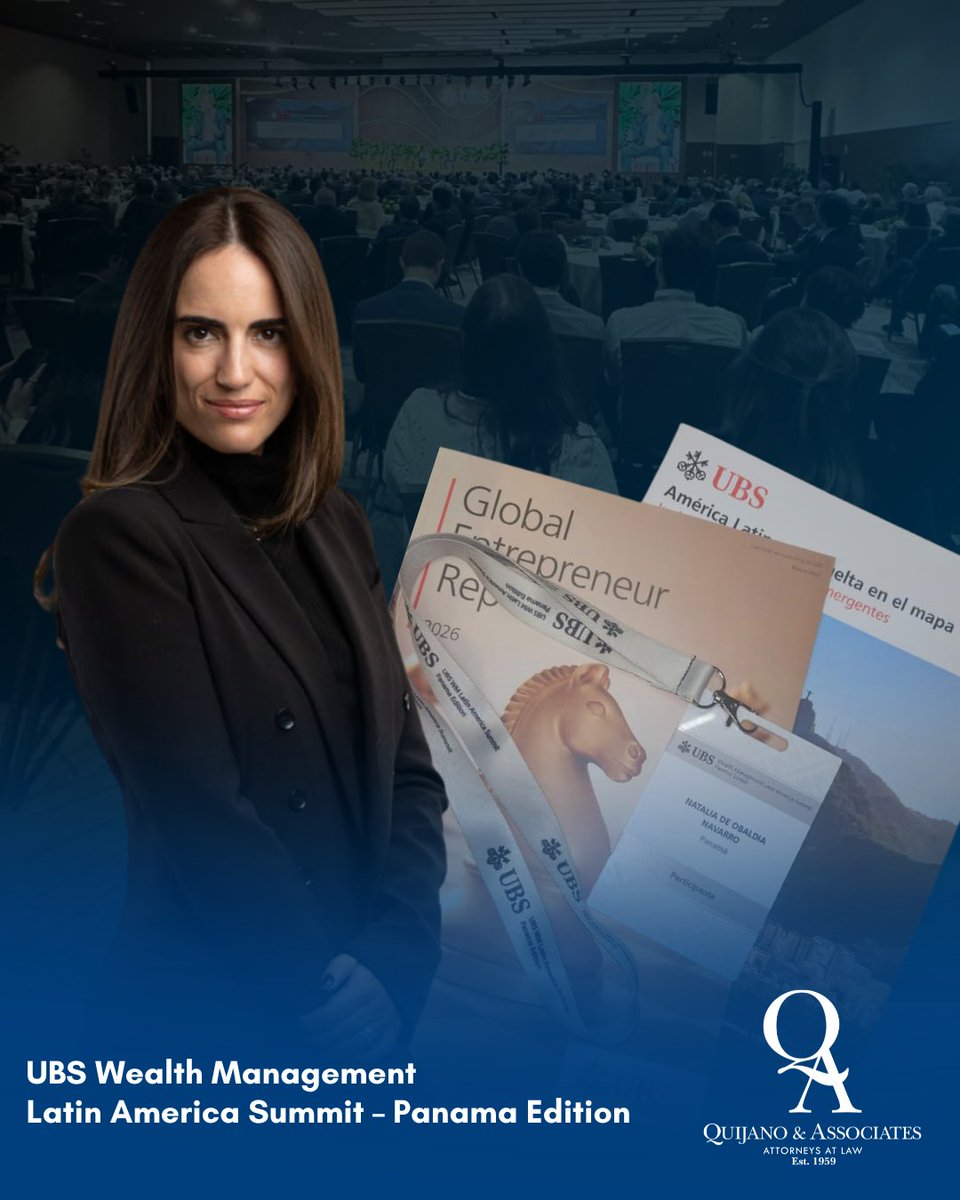 qaattorneys's tweet photo. Nuestra asociada Natalia de Obaldía representó a la firma en el UBS Wealth Management Latin America Summit – Panama Edition, un importante espacio de diálogo sobre inversión y mercados en la región.

Agradecemos a UBS Global Wealth Management Latin America por la invitación. https://t.co/hHft3LwaCj