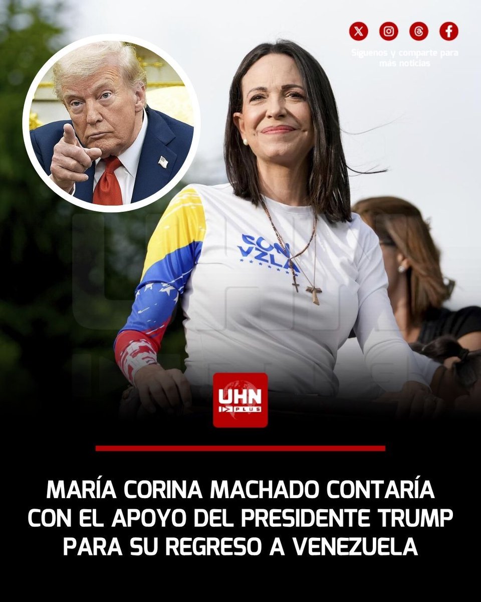 🇻🇪🇺🇸‼️ | La administración de Donald Trump habría apoyado el regreso de María Corina Machado al país. Según ha informado el periodista David Placer, el Gobierno de los Estados Unidos no solo respalda el retorno, sino que ha garantizado que este se produzca bajo un esquema de