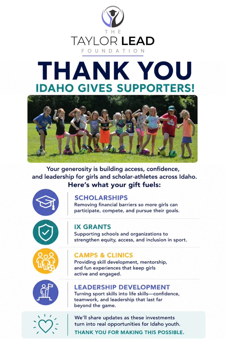 Your support fuels scholarships, camps, and barrier-removing support for Idaho youth. Updates soon.

idahogives.org/organizations/…

#IdahoGives