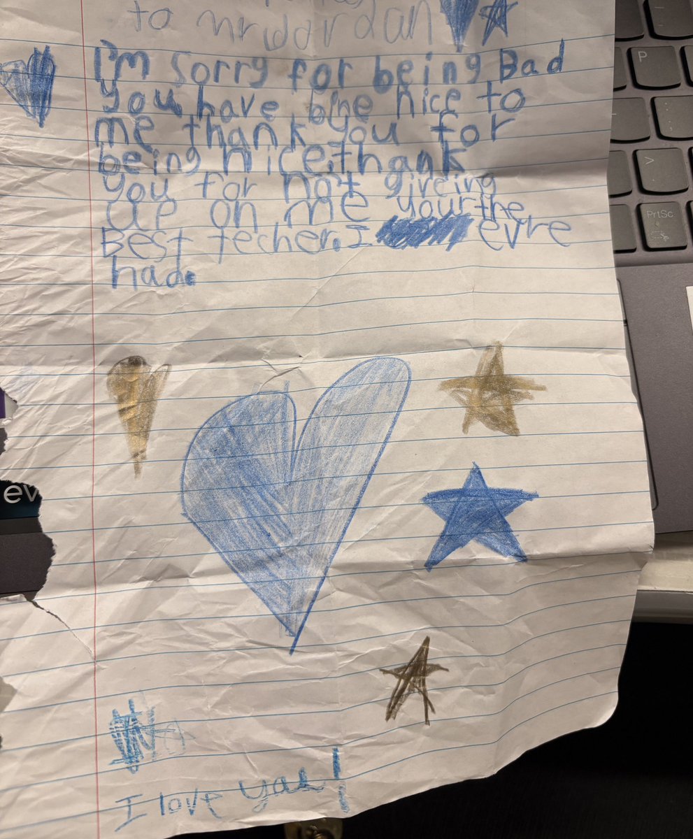 Mr_TJordan's tweet photo. Teacher Appreciation Week ending with a thank you note from one of my students who keeps me on my toes. Small moment, big impact. 🫶🏾  #CFISD  @SheridanCFISD https://t.co/1IQpxEm9Y7