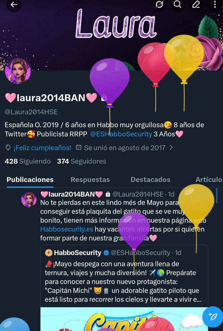 Laura2014HSE's tweet photo. Llegó mi día Globitosssssss ¡¡¡Feliz Cumpleaños a mí!!!🥳🎉🎂🎁 https://t.co/99nnukf4sl