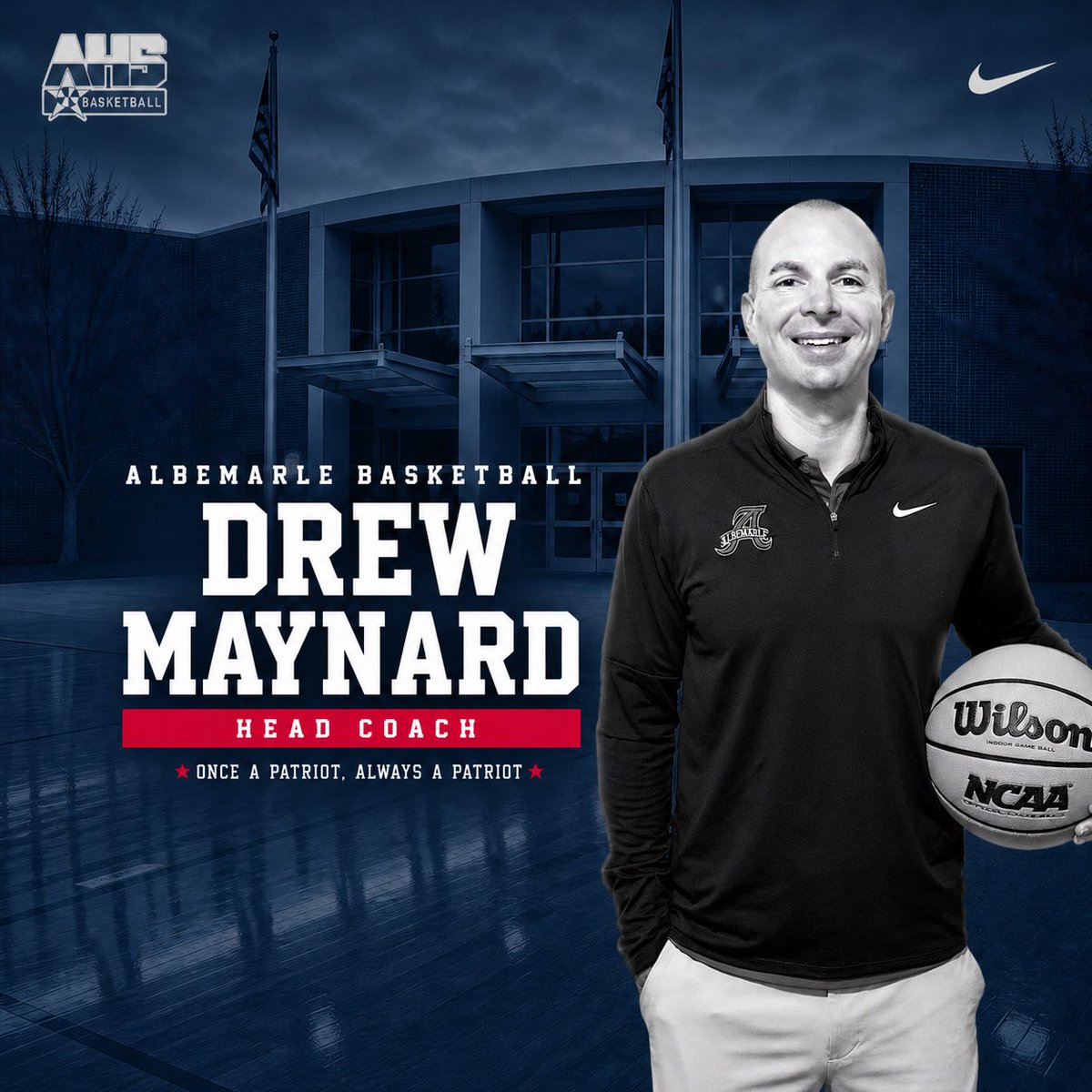 hatfieldsports's tweet photo. Albemarle has turned to Drew Maynard as its new Head Basketball Coach.

A 2007 Albemarle grad, Maynard has been an assistant with the Patriots for 15 yers.

His father, Greg, coached Albemarle for the past 37 seasons with 639 wins and eight State Tournament trips. https://t.co/QPCiFOVhoW