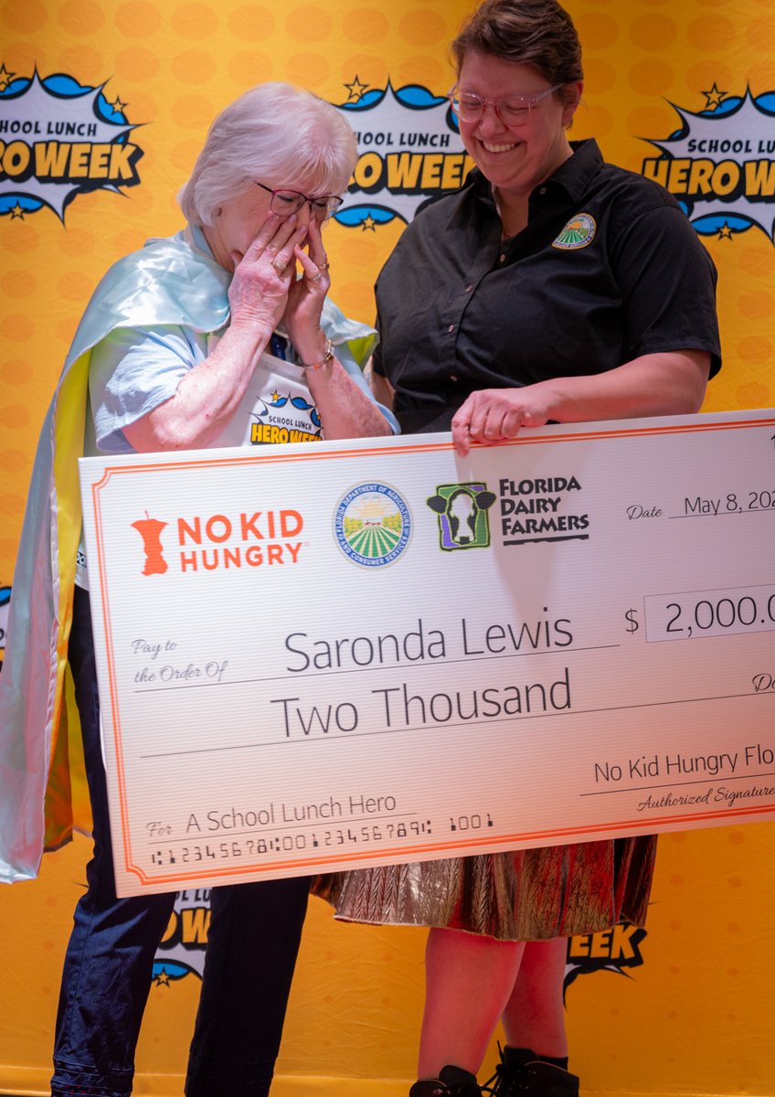 FLFNW's tweet photo. We wrapped an amazing week celebrating Saronda Lewis, 2026 Florida School Lunch Hero!

Saronda's school nominated her for her passion for serving students and her unwavering commitment to making the lunchroom a joyful space.

You're amazing, Saronda!
@NoKidHungryFL 
@FloridaMilk https://t.co/CY3tT0iWng