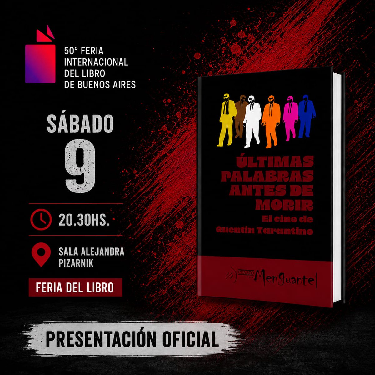 PoggiNico's tweet photo. Este sábado vuelvo por segundo año consecutivo como autor a la Feria del Libro

– El año pasado fue por mi novela ‘El Día de los Drones’
– Ahora es para presentar este libro de @CuartomenguanEd sobre el cine de Tarantino, donde tuve a cargo un capítulo ✍️🎬

Los esperamos! 🙌 https://t.co/TWAz02YVvq
