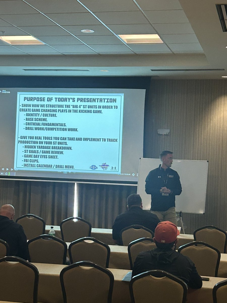 flatlandclinic's tweet photo. Second speaker @HSUCowboys coach Money with some special teams information!
This is a great group at HSU! https://t.co/Fd9JZnCppB