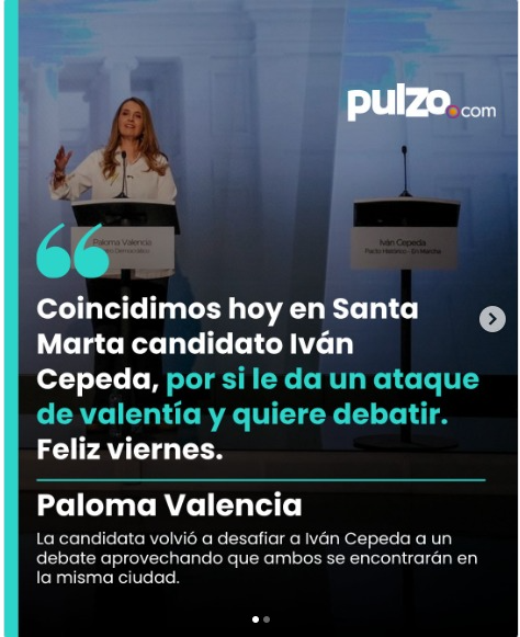 .<a href="/PalomaValenciaL/">Paloma Valencia L</a>, ¿cómo llegó al Magdalena? donde se gobierna con resultados y para el pueblo.

Aprovecho que está en mi querida Santa Marta, donde sus socios están destruyendo y robándose lo que con esfuerzo construímos, y le invito a debatir de frente y sin libretos.

Hablemos